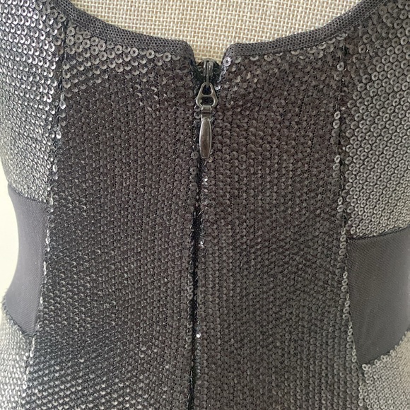 BCBG Max Azria Fatale Bodycon Sequin Sheer Panel Party Dress Black Size 6 - Picture 9 of 16